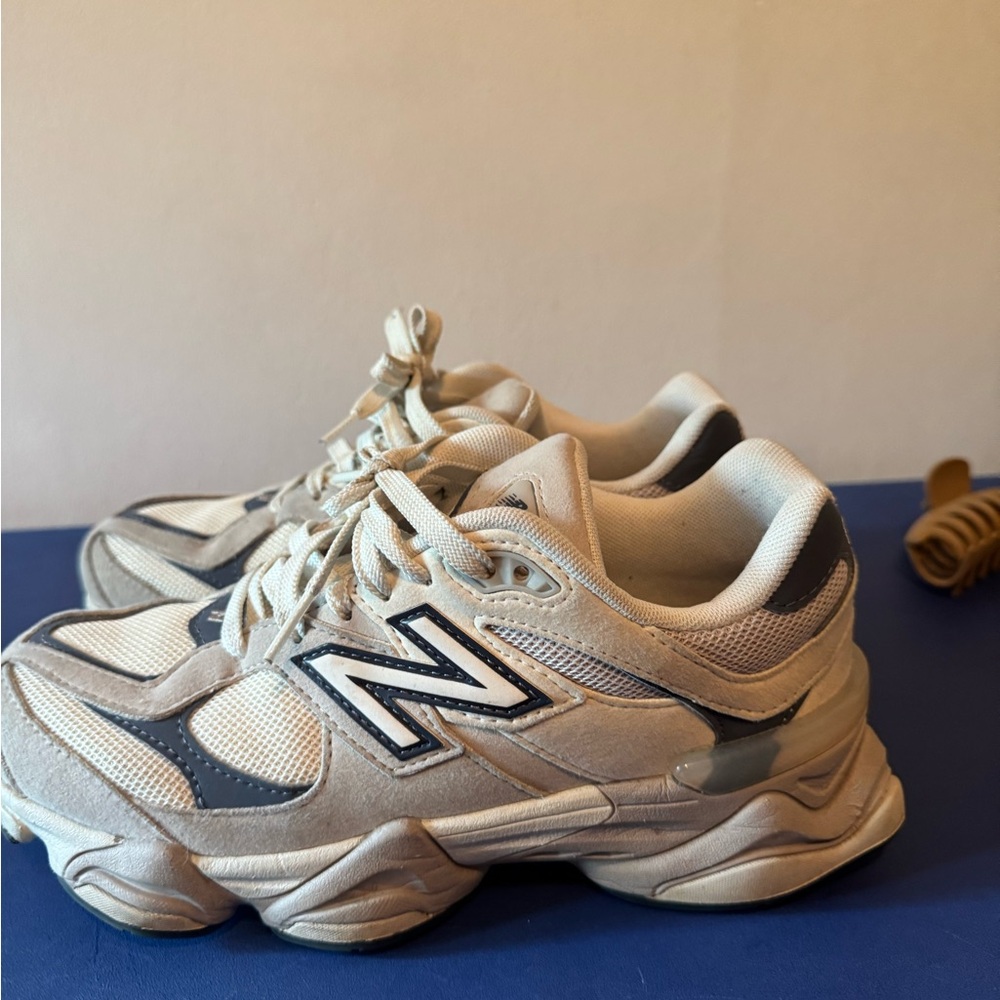 New Balance Cream and Gray Athletic Shoes